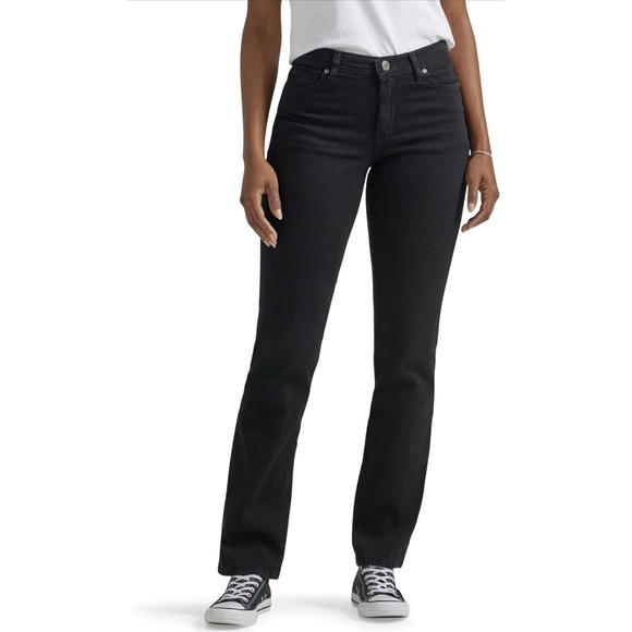 Lee Relaxed Fit Straight‎ Leg Mid Rise Black Denim Jeans Size 8 short 29" - Picture 1 of 8
